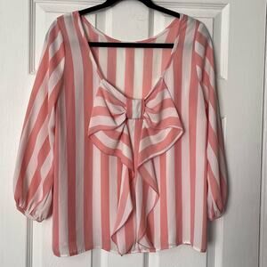 Lovely Day Bow-Back Striped Blouse - Size L